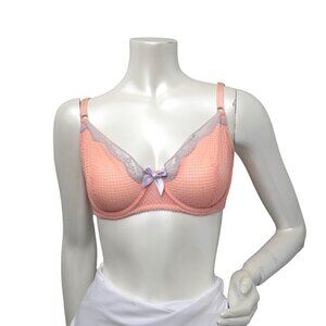 Victoria's Secret Very Sexy Unlined Demi Bra Underwire Lace Trim Coral 36D